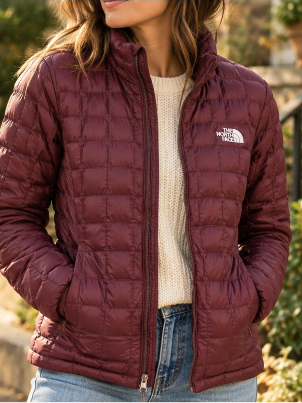 The North Face Women's Burgundy Quilted Down Puffer Jacket